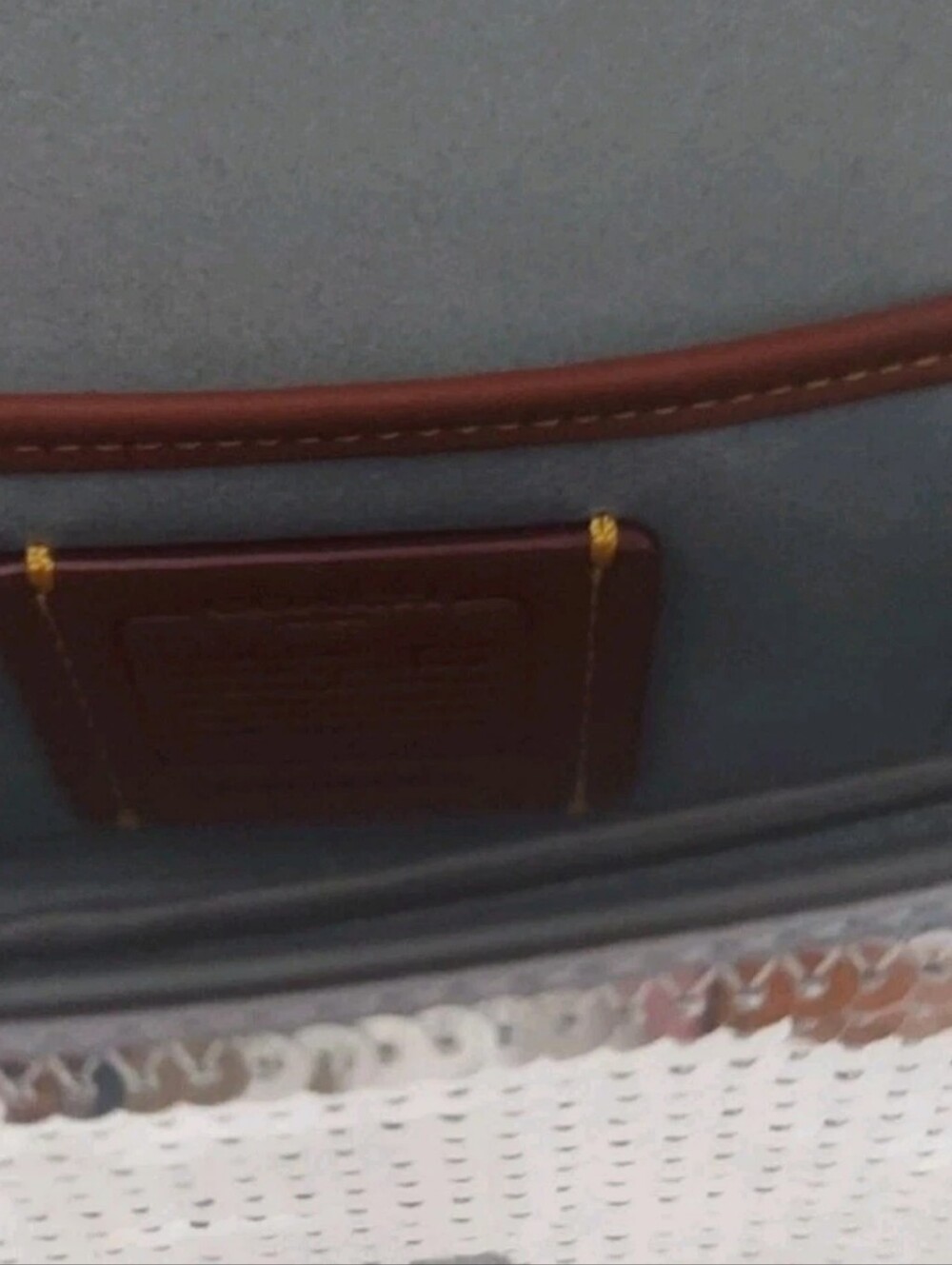 Coach Studio CM428 Silver Sequin Baguette Shoulder Crossbody Handbag Clutch Purs - Picture 9 of 16